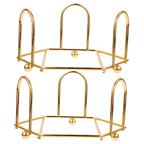 LABRIMP 2 Stück Kaffeetassen Halter Goldfarbener Untersetzer Rack für Runde und Quadratische Untersetzer zur Aufbewahrung und Dekoration Platzsparend und Ordentlich von LABRIMP