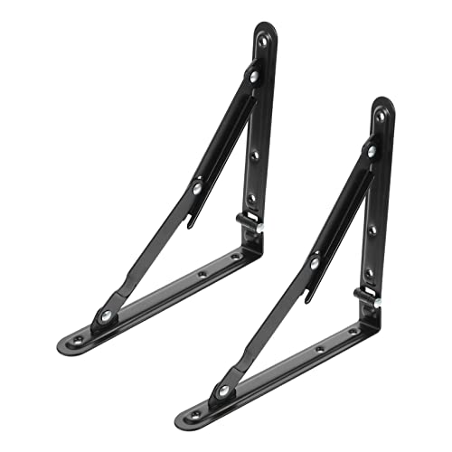 LABRIMP 2 Stück Klappbare Wandkonsole Schwarze Stützbügel für Halterung für Vielseitige Anwendungen Garage Küche und LABRIMP 2 Stück Klappbare Wandkonsole Schwarze Stützbügel für Halterung für Vielseitige Anwendungen Garage Küche und von LABRIMP