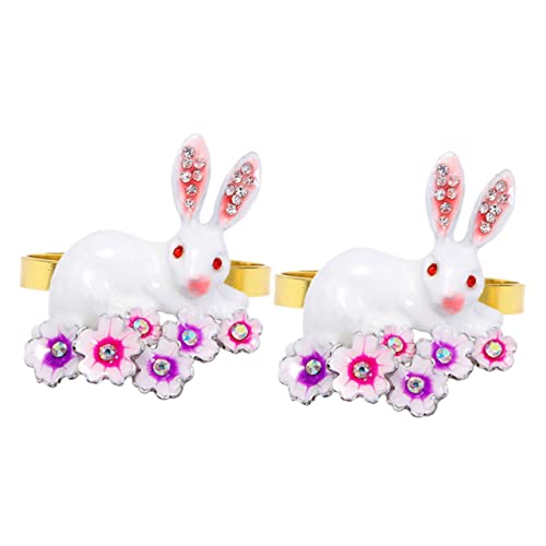 LABRIMP 2 Stück Metall Serviettenringe mit Osterhasen Design Serviettenhalter für Ostern Hochzeit Feiertage Partydekoration Passend für Tischdeko und Festessen von LABRIMP