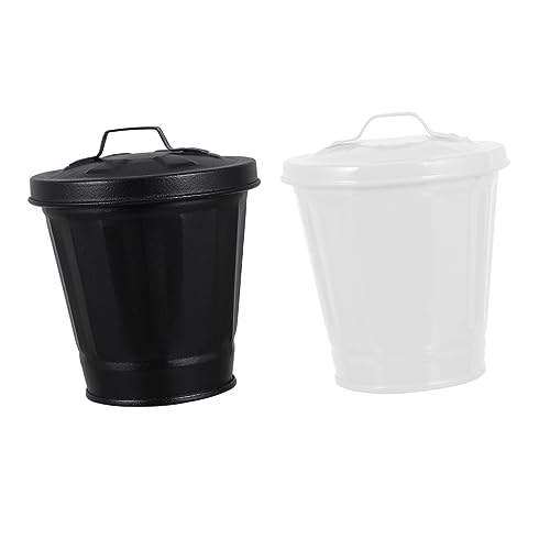 LABRIMP 2 Stück Mini Mülleimer Blumentöpfe mit Deckel Kreative Abfallbehälter für Schreibtisch Schlafzimmer und Büro Robuste Eisenkonstruktion von LABRIMP