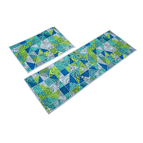 LABRIMP 2 Stück Nordische Marokko Türmatte Rutsch Fußmatte Innenbereich Eingangsmatte Vintage Geometrisches Design Waschbar Langlebig von LABRIMP