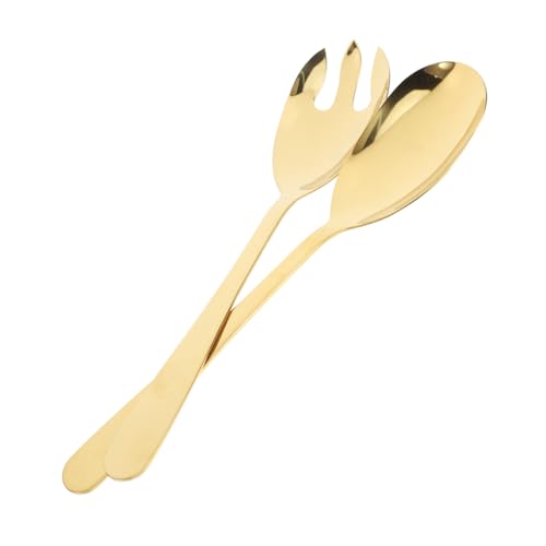 LABRIMP 2 Stück Salatbesteck aus Edelstahl Teiliges Set mit Verlängertem Dickem Salatlöffel und Gabel für Buffet und Esstisch Multifunktional Elegant Poliert Minimalistisches Design für von LABRIMP