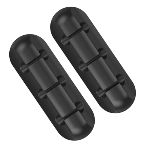 LABRIMP 2 Stück Schwarze Silikon Kabelhalter Clips mit Starkem Kleber Flexible Kabel Organizer zur Wand Schreibtischbefestigung Selbstklebende Kabelclips für Kabelmanagement im Home von LABRIMP