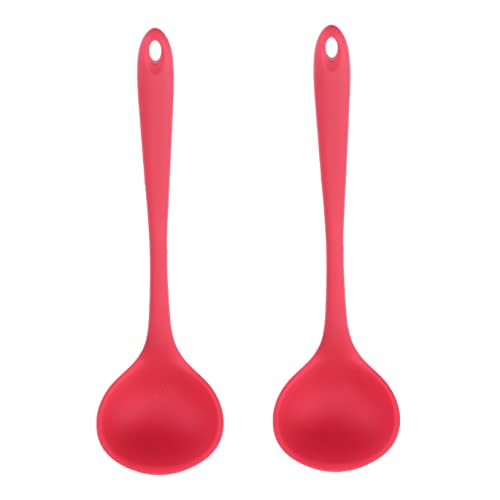 LABRIMP 2 Stück Silicone Soup Spoons Hitzebeständige Schöpflöffel mit Langem Griff Antihaft Silikon für Suppen und Eintöpfe Lebensmittelservierung Candy von LABRIMP