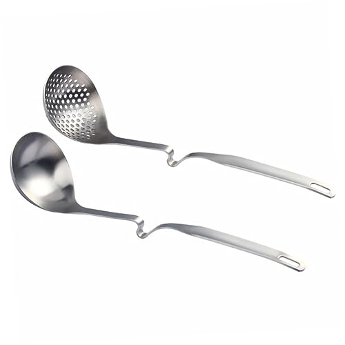 LABRIMP 2 Stück Suppenkelle mit Haken Teiliges Rutschfeste Schaumkelle für Heiße Töpfe Küchenwerkzeug mit Langem Griff zum Servieren von Suppen und Eintöpfen von LABRIMP