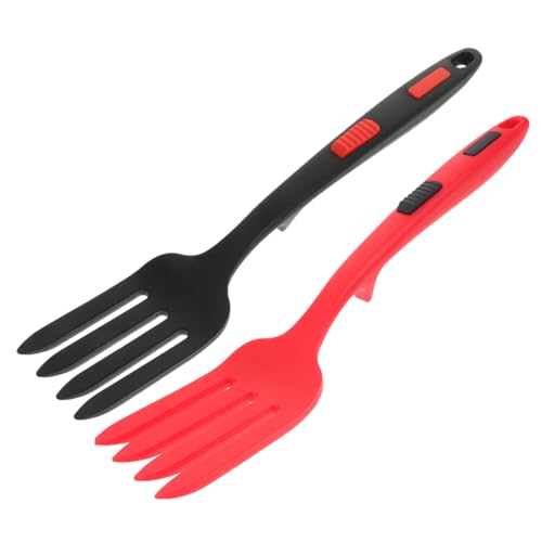 LABRIMP 2 Stück Teiliges Silikon Ergonomisch Multifunktional Hitzebeständig für Küche Kochen Servieren in Schwarz und Rot Geeignet für Familie Restaurant Camping von LABRIMP