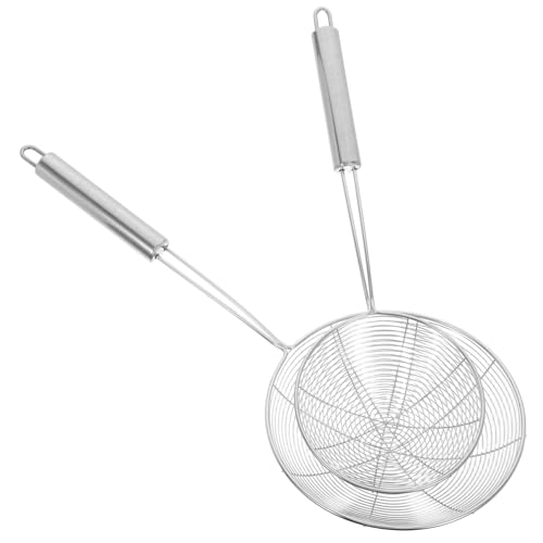 LABRIMP 2 Stück Teiliges Spider Strainer aus Edelstahl Langlebiger Küchen schaumlöffel mit Ergonomischem Rutschfestem Griff Feinmaschiges Sieb für Fettabscheidung Ölfiltration Pasta und LABRIMP 2 Stück Teiliges Spider Strainer aus Edelstahl Langlebiger Küchen schaumlöffel mit Ergonomischem Rutschfestem Griff Feinmaschiges Sieb für Fettabscheidung Ölfiltration Pasta und von LABRIMP