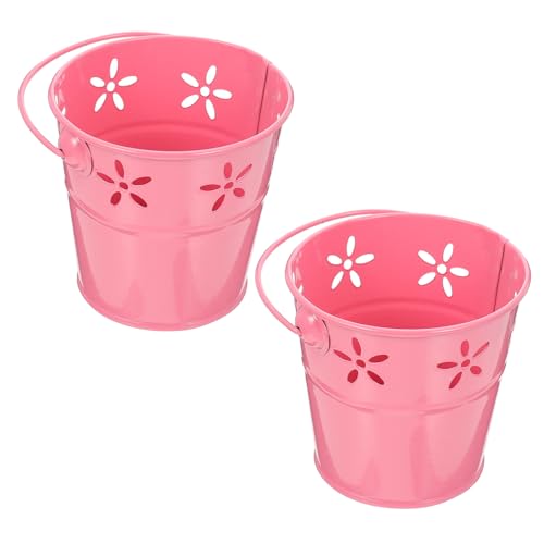 LABRIMP 2 Stück Teiliges Tragbare Eiseneimer Blumentopf Pflanztopf Balkon Blumenkasten Halterung Robust Langlebig Kreative Aufbewahrung für Garten und Innenraum Dekoration Geschenkidee von LABRIMP
