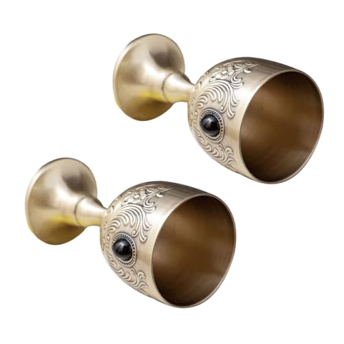 LABRIMP 2 Stück Vintage Metall Weinglas Gravierte Trinkbecher für Partys und Hochzeiten Hochwertige Praktische Cups für Kalte und Heiße Getränke Design von LABRIMP