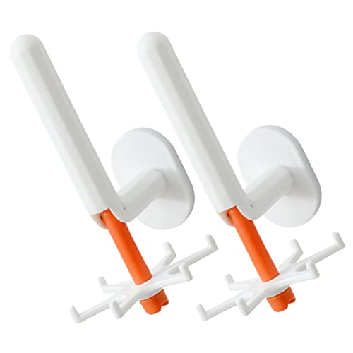 LABRIMP 2 Stück Wandmontierte Haken Multifunktionale Drehbare Aufhängung für Handtücher Küchenutensilien und Robuste und Stilvolle Wandhaken Weiß und Orange für Badezimmer und Küche von LABRIMP