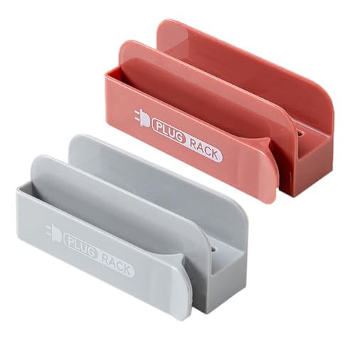 LABRIMP 2 Stück Wandmontierter Kabelhalter Selbstklebender Kabel Organizer für Problemloses Kabelmanagement für Wohnzimmer Küche und Badezimmer Graues und Rotes Design von LABRIMP