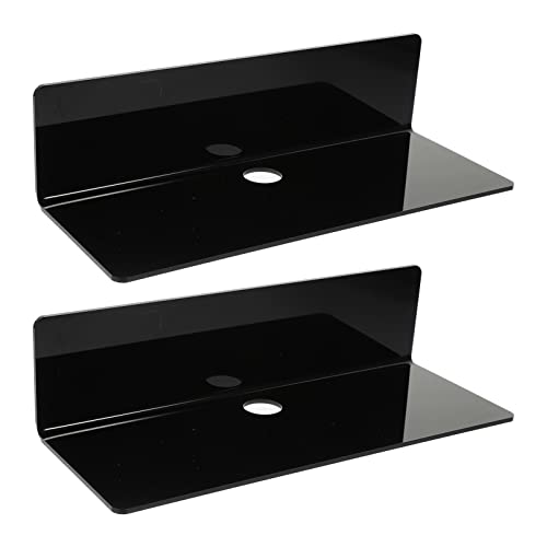 LABRIMP 2 Stück Wandregal ohne Bohren Förmiger Aufbewahrungsständer für Badezimmer und Küche Wasserdichtes Acrylregal Schwarz für Handtücher und Kleinigkeiten von LABRIMP