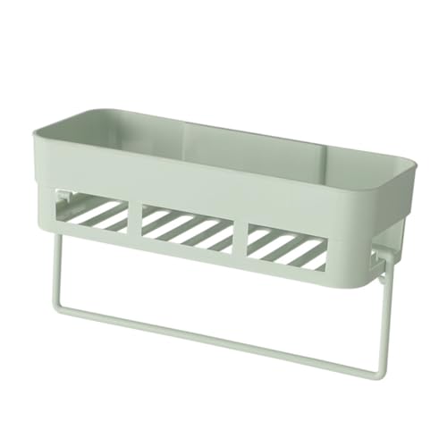 LABRIMP 2 Stück Wandregal ohne Bohren für Badezimmer und Küche Platzsparender Aufbewahrungshalter Weiß und Grün für Handtücher Kosmetik und Küchenutensilien von LABRIMP