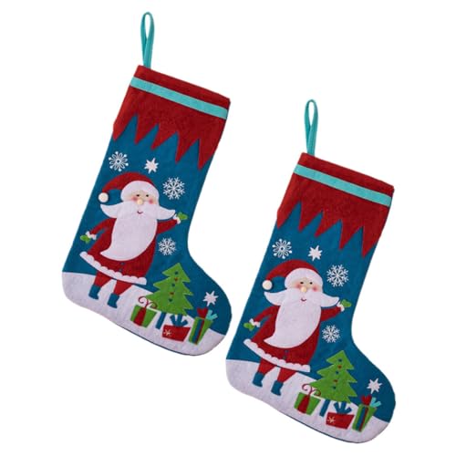 LABRIMP 2 Stück Weihnachtsstrümpfe mit Santa Muster Dekorative Xmas Socken für Festliche zum Aufhängen an Baum Wand und Kamin von LABRIMP