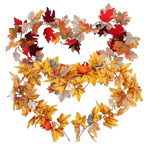 LABRIMP 2 Stücke Teiliges Künstliche Ahornblatt-Girlande Realistische Herbstblätter Flexible Deko für Kamin Halloween Erntedankfest Hochzeit Lebensechte Künstliche Weinrebe für Innen LABRIMP 2 Stücke Teiliges Künstliche Ahornblatt-Girlande Realistische Herbstblätter Flexible Deko für Kamin Halloween Erntedankfest Hochzeit Lebensechte Künstliche Weinrebe für Innen von LABRIMP