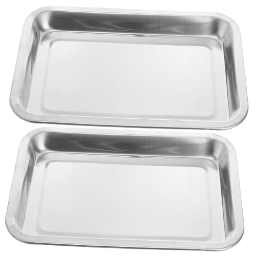 LABRIMP 2 Stück Verdickter Lebensmittelhalter Edelstahl-tablett Flaches Quadratisches Tablett Für Obst Snacks Desserts von LABRIMP