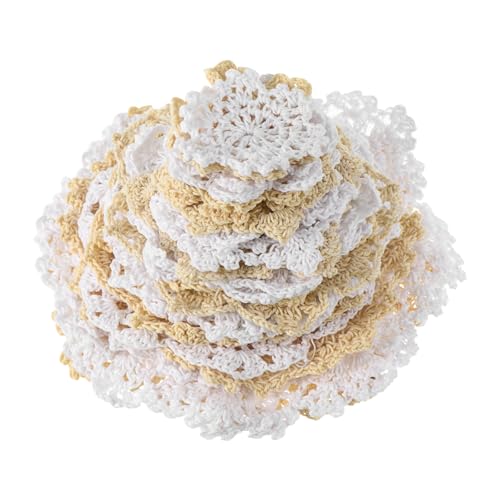 LABRIMP 24 Stück Teiliges aus Gehäkelten Baumwoll Servietten mit Blumenmuster Handgemachte Durchbrochene Platzdeckchen für Kreative Bastelprojekte und Praktische Nutzung als Untersetzer von LABRIMP