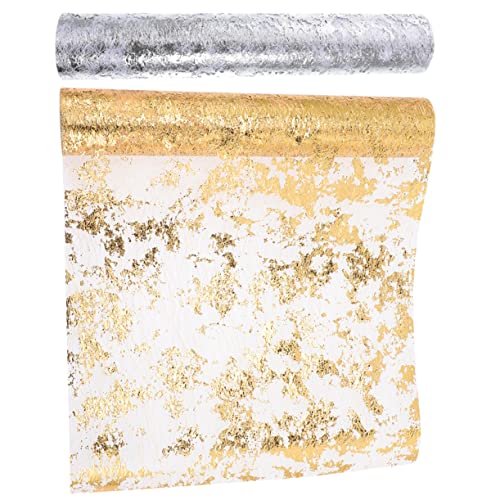 LABRIMP 2 Stück Glitzernder Tischläufer aus Polyester Dekorative Tischdecke für Hochzeiten Partys Feiertage Tüll Tischläufer in Gold für Tischdekoration von LABRIMP