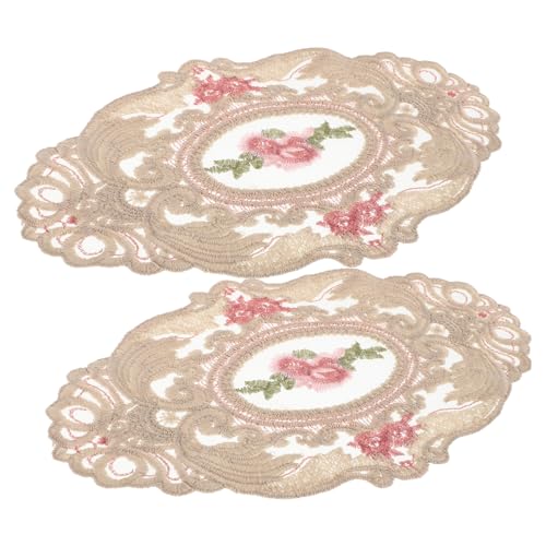 LABRIMP 2stücke Teiliges Vintage Spitzendeckchen Bestickte Tischmatten Für Elegante Tischdekoration Vielseitige Tischsets Als Untersetzer Oder Fotorequisite von LABRIMP