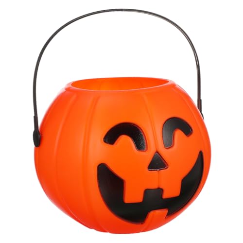LABRIMP 3 Stück Halloween-Kürbis-Eimer Kürbiseimer für Halloween tragbarer Kürbiseimer Bonbonhalter für Süßes oder Saures für Süßigkeiten Kürbisbehälter Plastik Orange von LABRIMP