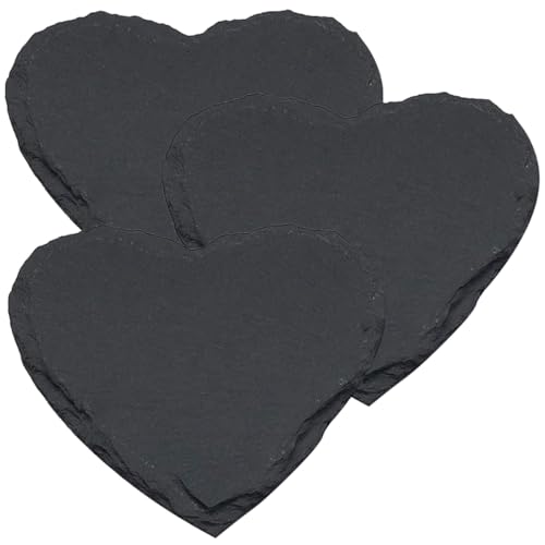 LABRIMP 3 Stück Herzförmige Schiefer Servierplatte Natürliche Kreative Dessert und Steakplatte für Buffets Hochzeiten Deko Element von LABRIMP