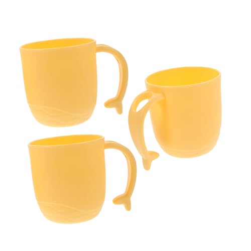 LABRIMP 3 Stück Teiliges Mundspülbecher Delphinflossen Griff Bpa sicherer Kunststoff Bruchsicher Rundes Design Praktisch für Badezimmer und Küche Zahnbürsten Zahnpastabecher Platzsparend von LABRIMP