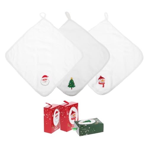 LABRIMP 3 Stück Teiliges Weihnachts Handtuch Set aus Weichem Material Dekorative Kleine Handtücher mit Santa Weihnachtsbaum und Schneemann für Küche und Badezimmer Festliche Xmas von LABRIMP