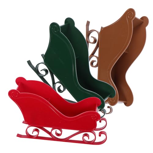 LABRIMP 3 Stück Weihnachtsschlittendekoration Tisch-Weihnachtsschlitten Mini-Schlittenfigur Schneeschlitten-Ornament Schneeschlittendekorationen Desktop -Dekor Schlitten Miniatur Plastik von LABRIMP