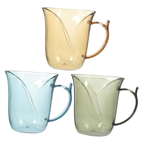 LABRIMP 3Stücke Zahnbürstenbecher aus Kunststoff Badezimmerbecher für Mundwasser und Trinkbedarf Sicher und Langlebig für Familiengebrauch Transparent Blau Orange von LABRIMP
