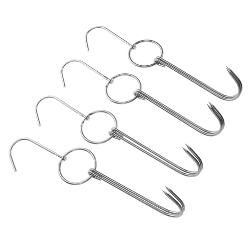 LABRIMP 4 Stück Edelstahl Doppelte Fleischhaken Bbq Grill Hänger für Braten Sicherer Rundring Leicht Robust zum Räuchern von Ente Bacon Huhn und Fisch Beim Outdoor Grillen LABRIMP 4 Stück Edelstahl Doppelte Fleischhaken Bbq Grill Hänger für Braten Sicherer Rundring Leicht Robust zum Räuchern von Ente Bacon Huhn und Fisch Beim Outdoor Grillen von LABRIMP