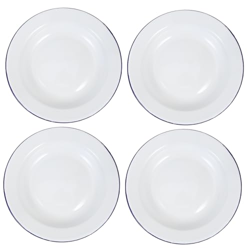 LABRIMP 4 Stück Flache Emaille Teller mit Flachem Rand Robuste Vielseitige Servierplatten für Salat Obst und Snacks Minimalistisches Design Spülmaschinenfest Bpa Frei LABRIMP 4 Stück Flache Emaille Teller mit Flachem Rand Robuste Vielseitige Servierplatten für Salat Obst und Snacks Minimalistisches Design Spülmaschinenfest Bpa Frei von LABRIMP