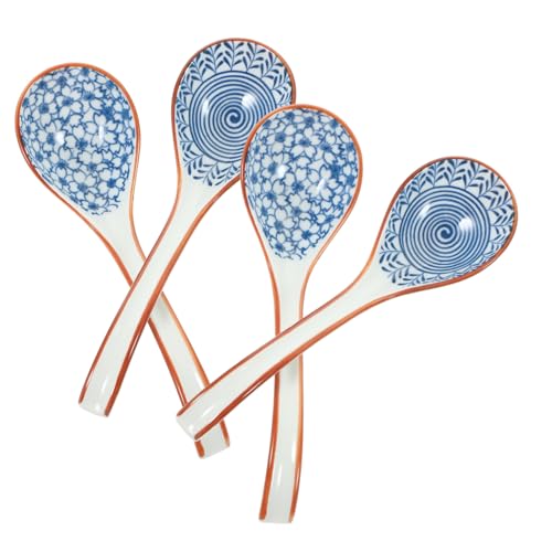 LABRIMP 4 Stück Keramik Suppenlöffel Japanischer Stil Langer Griff für Suppe Porridge Dessert Allzweck Geschirr Alltagsschalen LABRIMP 4 Stück Keramik Suppenlöffel Japanischer Stil Langer Griff für Suppe Porridge Dessert Allzweck Geschirr Alltagsschalen von LABRIMP