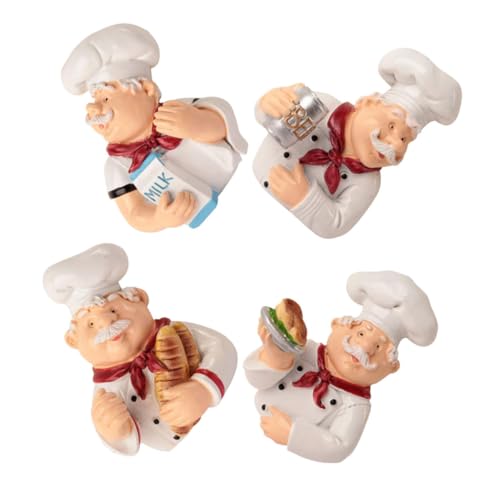 LABRIMP 4 Stück Kreative Chef Wandhaken Funktionale Steckdosenhalter für Kabelmanagement der Küche Süßes Chef Design für Steckdosenorganisation und Wohnkultur von LABRIMP