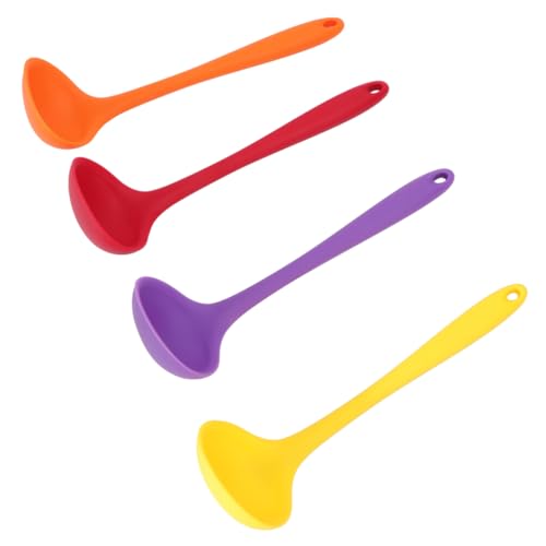 LABRIMP 4 Stück Löffel Aus Silikon Kochen Kochgeschirr Utensil Mikrowelle Silikonlöffel Durchscheinender Löffel Schöpfkellen Zufällige Farbe von LABRIMP