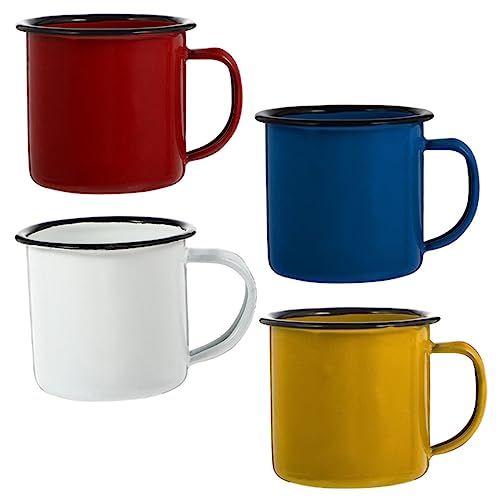 LABRIMP Camping Emaille Becher Set 4-teilig Griff Retro Design Für Home Office Party von LABRIMP