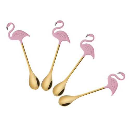 LABRIMP 4 Stück Teiliges Flamingo Dessertlöffel aus Edelstahl Stilvolle Langlebige Mischlöffel für Kaffee Tee und Cocktails für Hawaiian Partys und Eiscreme Genuss LABRIMP 4 Stück Teiliges Flamingo Dessertlöffel aus Edelstahl Stilvolle Langlebige Mischlöffel für Kaffee Tee und Cocktails für Hawaiian Partys und Eiscreme Genuss von LABRIMP