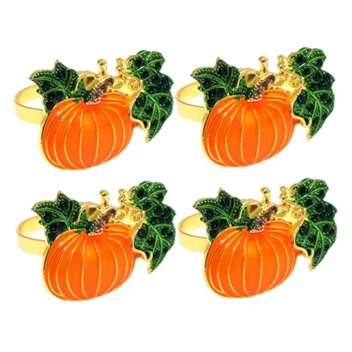 LABRIMP 4 Stück Teiliges Kürbis-serviettenringe aus Langlebiger Legierung mit Funkelnden Strassdetails Herbstliche Tischdeko für Erntedankfest Halloween Festliche Dinnerpartys von LABRIMP