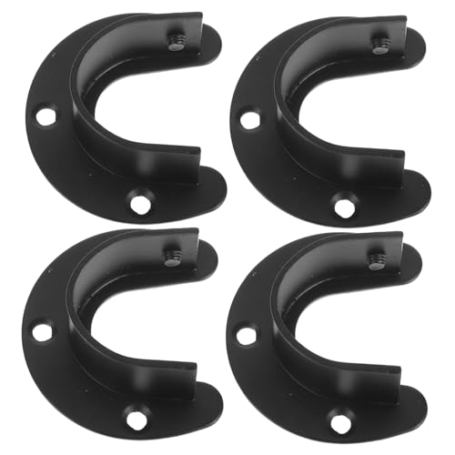 LABRIMP 4 Stück Teiliges Schwarze Gardinenstangenhalter mit Flansch Schwere Wandhalterung für Kleiderstangen Duschvorhang Küchen und Kleiderschrankrohre von LABRIMP