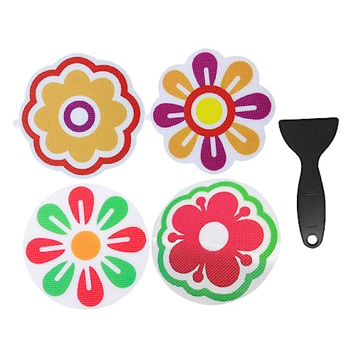 LABRIMP 4 Stück rutschfeste Fliesenaufkleber mit Blumenmuster für Badewanne und Kinderfreundliche Sticker Badezimmer und Pools von LABRIMP