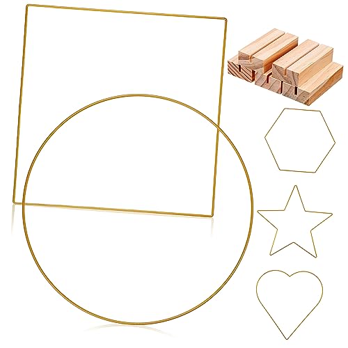 LABRIMP 5 Sätze Teiliges Set Metallring mit Holzständer Dekorative Ringe für DIY Hochzeitskränze und Tischdekorationen Vielseitig Einsetzbar für Kreative Bastelprojekte und LABRIMP 5 Sätze Teiliges Set Metallring mit Holzständer Dekorative Ringe für DIY Hochzeitskränze und Tischdekorationen Vielseitig Einsetzbar für Kreative Bastelprojekte und von LABRIMP
