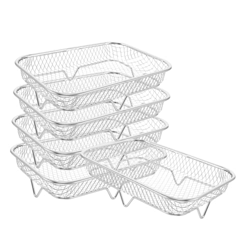 LABRIMP 5 Stück Teiliges Edelstahl Air Fryer Rack Luftzirkulierendes Dehydrator Gestell mit Offenem Vielseitig für Backofen Grill Dämpfen Grillen und Abtropfen Robust für Küche und von LABRIMP
