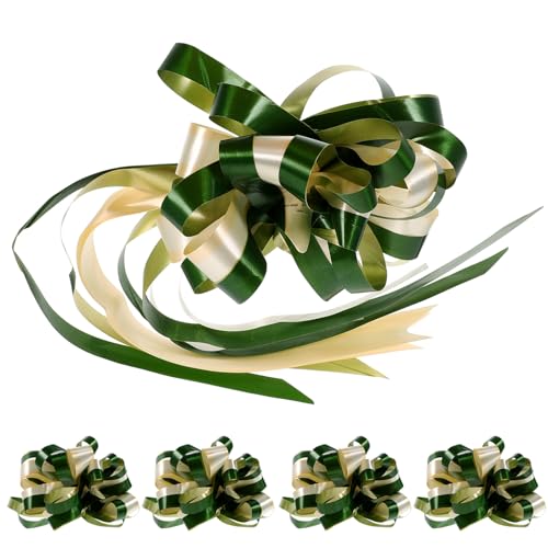 LABRIMP 5 Stück Teiliges Große Pull Bows für Hochzeiten Dekoration für Autos und Feiern Militärgrün und Zweifarbig Strapazierfähig und Glänzend für Festliche Anlässe von LABRIMP