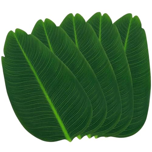 LABRIMP 5 Stück Teiliges von Künstlichen Bananenblatt Platzsets Hitzebeständig und Isolierend für Tischdekoration bei Festen und Partys Große für Zuhause und Restaurants LABRIMP 5 Stück Teiliges von Künstlichen Bananenblatt Platzsets Hitzebeständig und Isolierend für Tischdekoration bei Festen und Partys Große für Zuhause und Restaurants von LABRIMP