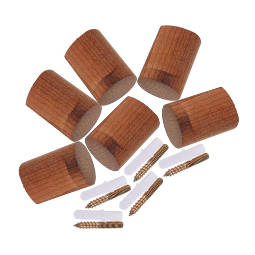 LABRIMP 6 Stück Holz Wandhaken Rund mit Schrauben Stabile Garderobenhaken für Mäntel Hüte Handtücher Vielseitig Einsetzbar für Flur Kinderzimmer und Bad von LABRIMP