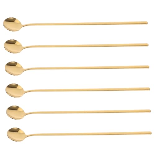 LABRIMP 6 Stück Teiliges Goldene Lange Kaffeelöffel aus Edelstahl mit Verlängertem Griff zum Rühren von Desserts Milchgetränken Eiskaffee und Cocktails Spülmaschinenfest und Langlebig LABRIMP 6 Stück Teiliges Goldene Lange Kaffeelöffel aus Edelstahl mit Verlängertem Griff zum Rühren von Desserts Milchgetränken Eiskaffee und Cocktails Spülmaschinenfest und Langlebig von LABRIMP