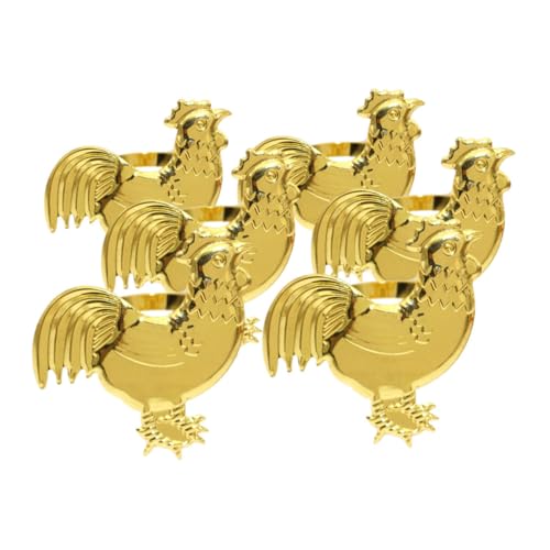 LABRIMP 6 Stück Teiliges Goldfarbener Metall Serviettenringe mit Hahn Langlebige und Vielseitige Napkin Buckles für Tischdekoration Hotel Restaurant und Zuhause von LABRIMP