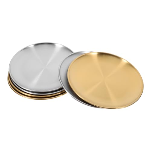 LABRIMP 6 Stück Teiliges Salatteller Dessert und Servierteller für Snacks Grill und Camping Gold und Silber Finish für Anlässe von LABRIMP