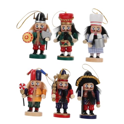 LABRIMP 6 Stück Teiliges Weihnachtsanhänger Nutcracker Holzpuppen Festliche Baumschmuck Dekoration mit Aufhänger Langlebige und Detailreiche Weihnachtsdeko für Baum und Zuhause LABRIMP 6 Stück Teiliges Weihnachtsanhänger Nutcracker Holzpuppen Festliche Baumschmuck Dekoration mit Aufhänger Langlebige und Detailreiche Weihnachtsdeko für Baum und Zuhause von LABRIMP