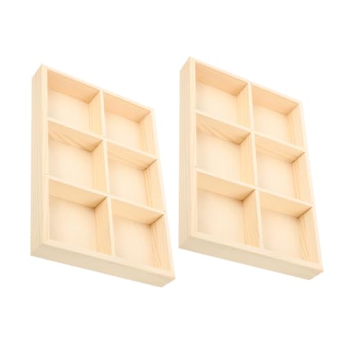 LABRIMP 6Gitter Aufbewahrungsbox aus Holz mit Fächern Sortiertablett für Schreibtisch Küche und Büro Kompakte Holzbox für Kunstbedarf Langlebig und Praktisch für Zuhause von LABRIMP