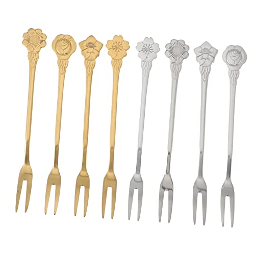 LABRIMP 8 Stück Dessertgabeln Teiliges mit Blumen Design Wiederverwendbar und Leicht zu Reinigen für Obst Kuchen Snacks und Buffets von LABRIMP